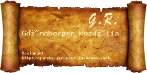 Günsberger Rozália névjegykártya